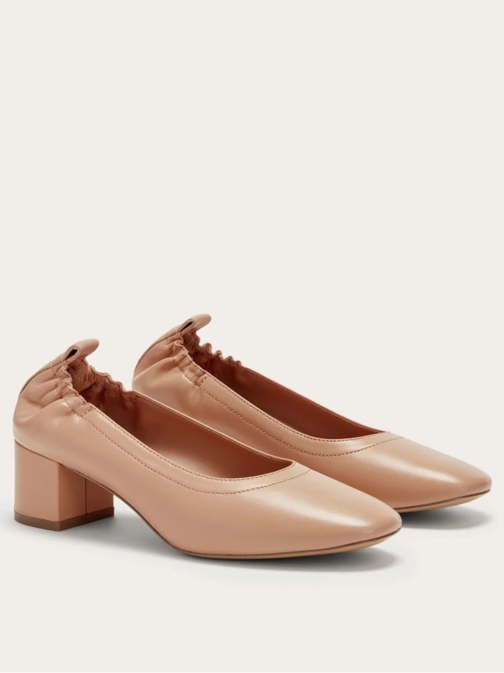 Everlane Day Heels in Blush Tan Leather, Size 8
